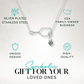 Pickleball Gift for Women, Pickleball Lariat Necklace, Pickleball Jewelry, Silver Pickleball Paddle Pendant, Womens Pickleball Gift