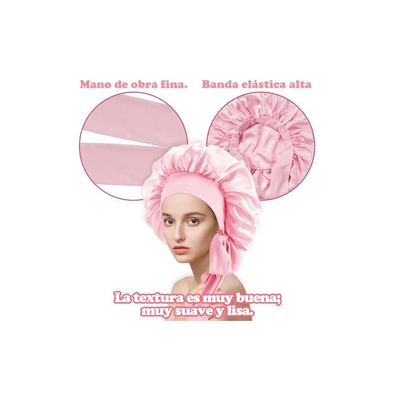AVENIX Gorro para Dormir de Satin, Set 4 Piezas, Ajustable