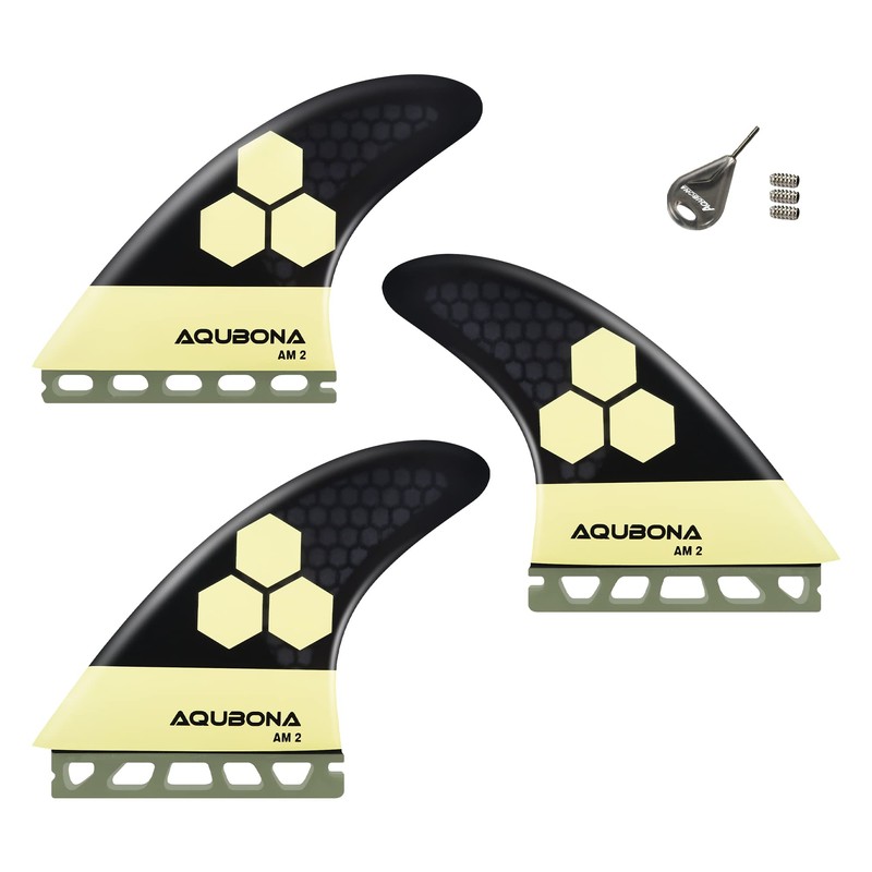 AQUBONA Surfboard Fin Single tab AM2 Fiberglass Surfing Thruster with
