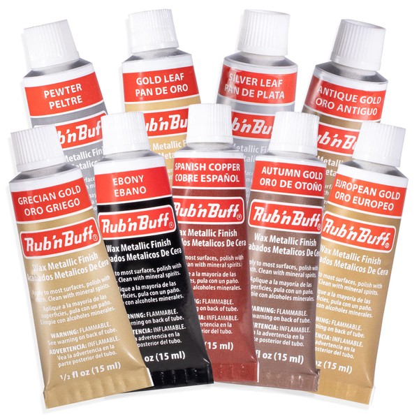 AMACO Rub n Buff Wax Metallic Finish 9 Color Kit