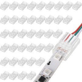 Flutesan 20 Pcs 3 Pin 8 mm Solderless LED Light Strip Connectors Clear Track Lighting Connectors for 5050 RGB Strip Light