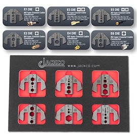 Jackco Crimping Tool Die Set - E1, E2, E3, E4, E5, E6 Dies for RG Type Coaxial Cable Connector Terminals (HT-2172)