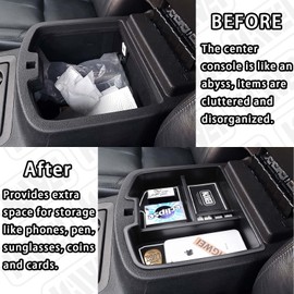 HGWEI Center Console Organizer Compatible with 2007-2014 Chevy Silverado GMC Sierra Avalanche Tahoe Suburban Yukon Yukon XL Accessories, Floor Mounted Center Console ONLY, White Trim