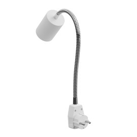 ledscom.de Waika Socket Light/Reading Lamp, Gooseneck, Switch, White, 1x GU10 Max. 60 W, Rotatable, Work Light, Plug Light, Plug Spotlight, Plug Light, Socket Light