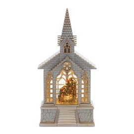 Melrose International LED Snow Globe Church with Nativity 8.25" H