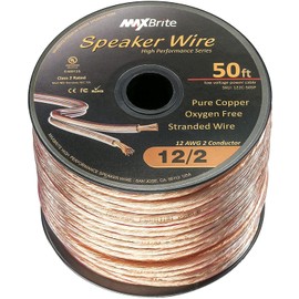 High Performance 12 Gauge Speaker Wire, Oxygen Free Pure Copper - UL Listed Class 2 (50 Feet Spool)