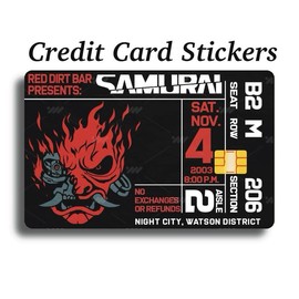 Arasaka Cyberpunk Themed 2077 Style Credit Card Skin with QR Code and Property Label Design:_Debut ticket