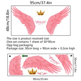 Pink Angel Wings Wall Sticker Feather Pink Angel Wings Photo Healing DIY Wallpaper Pink Angel Wings Wallpaper Sticker Removable Fashionable Nordic Painting Style Interior Stylish Wall Sticker Kindergarten Nursery Kids Room Wall Sticker Decoration (37.4 x 18.9 inches (95 x 48 cm)