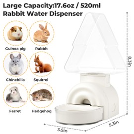 mini&moe Rabbit Water Bottle - 17.6oz Guinea Pig Water Bottle No Drip for Cage Automatic Gravity Silent Hanging Bunny Water Dispenser with Floating Bowl for Hamster, Gerbils, Ferret, Chinchilla