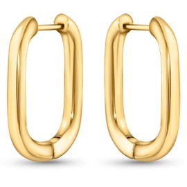 Aretes Aros de Oro para Mujer, Arete de Delicado Forma Cuadrada Bañados en Oro 14K, Hipoalergénicos, Pendientes de Colgante Acero Inoxidable para Mujer, Joyería Elegante Regalos para ella novias