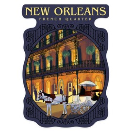 Die Cut Sticker New Orleans, Louisiana, French Quarter, Contour Vinyl Sticker 3 to 6 inches, (Waterproof Decal for Cars, Water Bottles, Laptops, Coolers), Large