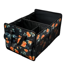SIBOFUEGO Sturdy Car Trunk Organizer – 70L Large Capacity Trunk Organizer for SUVs & Sedans, Hard-Shell One-Piece Design with Cute Print, Collapsible and Durable Car Organizers (Flower)