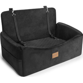 JOEJOY Dog Car Seat for Large Medium Sized Dogs Under 55 lbs, Dog Booster Seat for 2 Small Dogs with Detachable Washable Cover, Memory Foam Pet Car Seat with 2 Safety Belts and Storage Pockets