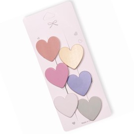 Matte Heart Decorative Hair Clip Barrettes, Set of 6 Colors