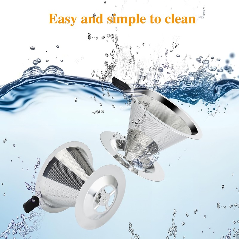 Pour Over Coffee Dripper Slow Drip Paperless Coffee Filter, Double