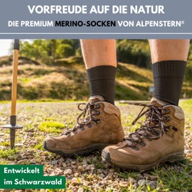 Alpenstern Merino Hiking Socks for Men and Women, Summer & Winter Trekking Socks, Wool Socks Made of Merino Wool, Anti-Bubble, Outdoor Sports (DE/NL/SE/PL, Numeric, 39, 42, Regular, Black)