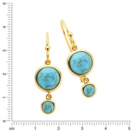 Zeeme Gemstones 360230458 Women's Earrings 925 Sterling Silver 3.0 cm Shiny Turquoise Yellow, Sterling Silver, Turquoise