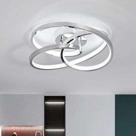 Vloitgol LED Ceiling Light Fixtures,36W Flush Mount Modern LED Ceiling Light,Cool White 6000K Close to Ceiling Lights for Hallway Bedroom Dining Room Kitchen Bathroom (Chrome, 6000K)