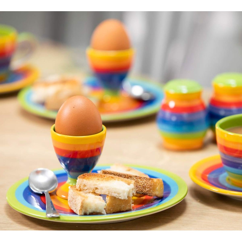 Purity Style Hand Painted Rainbow Stripe Ceramic 18 cm Side