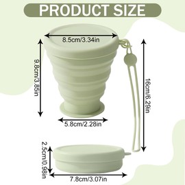 Foldable Cup, Pack of 2 Foldable Cups, Foldable Cups with Lid and Lanyard, Foldable Cup, Reusable Environmentally Friendly, Foldable Drinking Cup for