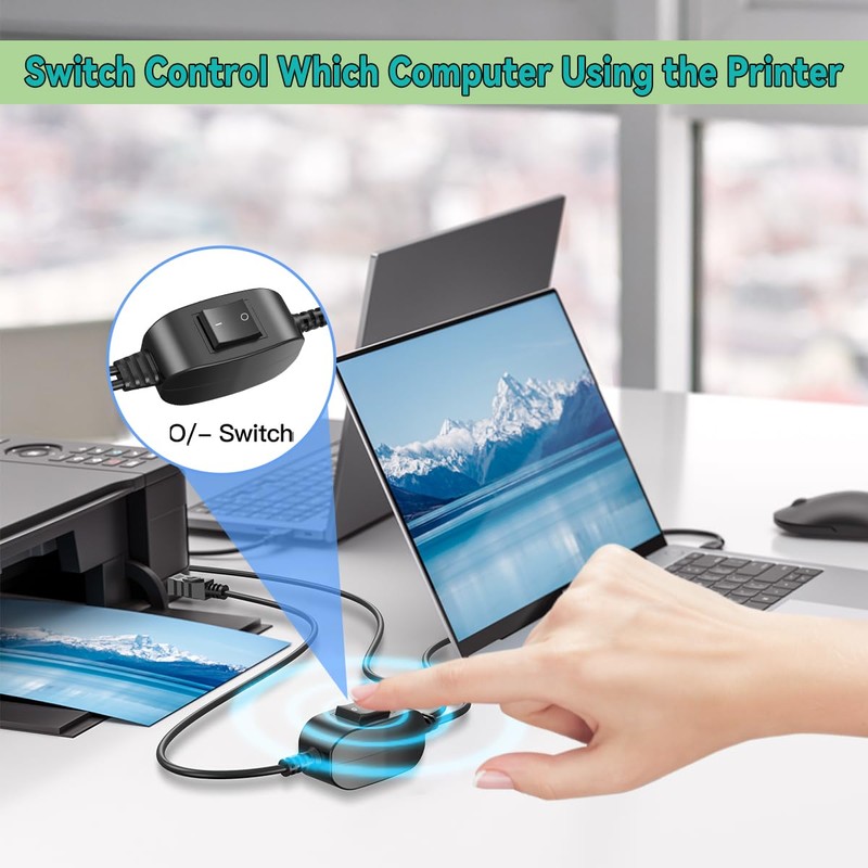 Printer Cable Splitter for Two Computers USB Splitter 1 in