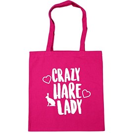 Hippowarehouse Crazy hare lady Tote Shopping Gym Beach Bag 42cm x38cm, 10 litres