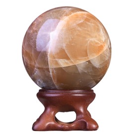 mookaitedecor mookaitedecor Natural Orange Moonstone Crystal Ball with Stand 40-50mm Small Healing Crystal Ball Gift Crystal Sphere Witchcraft Crystal Ball Rare Crystals and Gemstones Witchy Gift Orange Room Decor