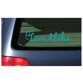 Live Aloha Flower Hawaiian Sticker Decal Aqua