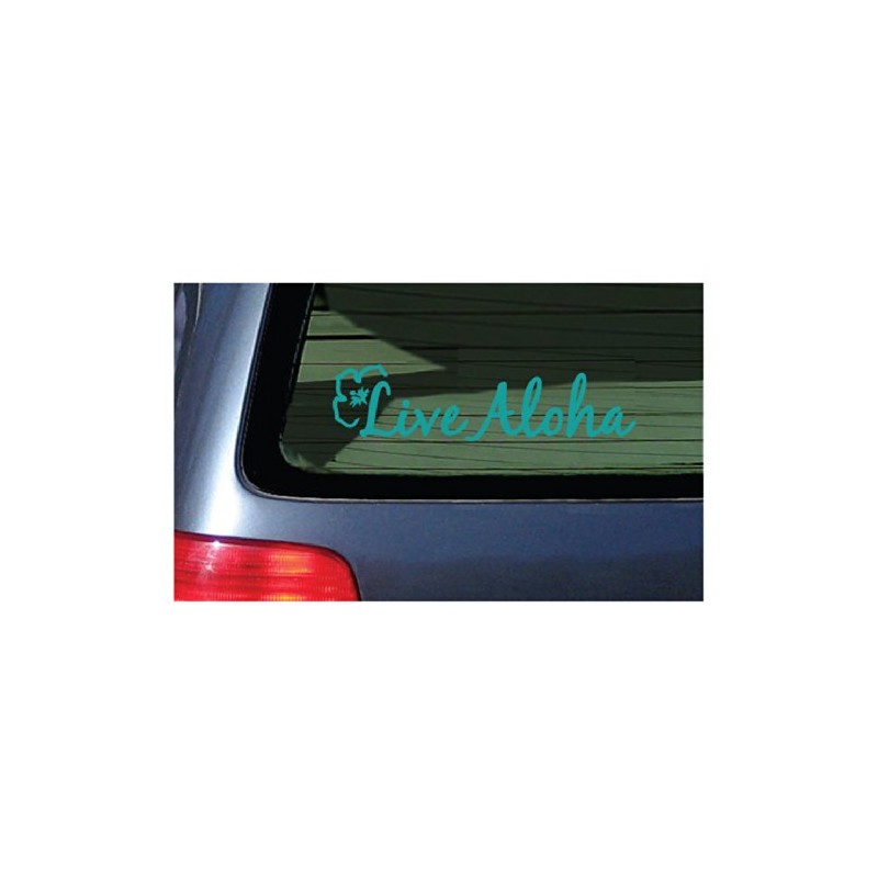 Live Aloha Flower Hawaiian Sticker Decal Aqua