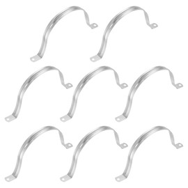 Sourcing Map 8pcs Stainless Steel Silver Pipe Clamp, 4 5/16 Inch (110mm) Tube OD, 2 Holes, U Bracket Tube Clip for Pipe or Cable Fixing