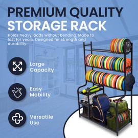 DECORDEEP Disc Golf Storage Rack – Disc Golf Organizer with Bag Stand – Large Capacity Disc Golf Shelf, Holds 140+ Discs
