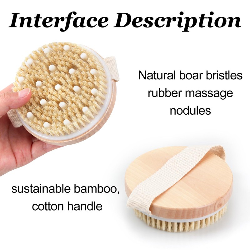 Dry Brushing Body Brush – Natural Bristle Exfoliating Brush for