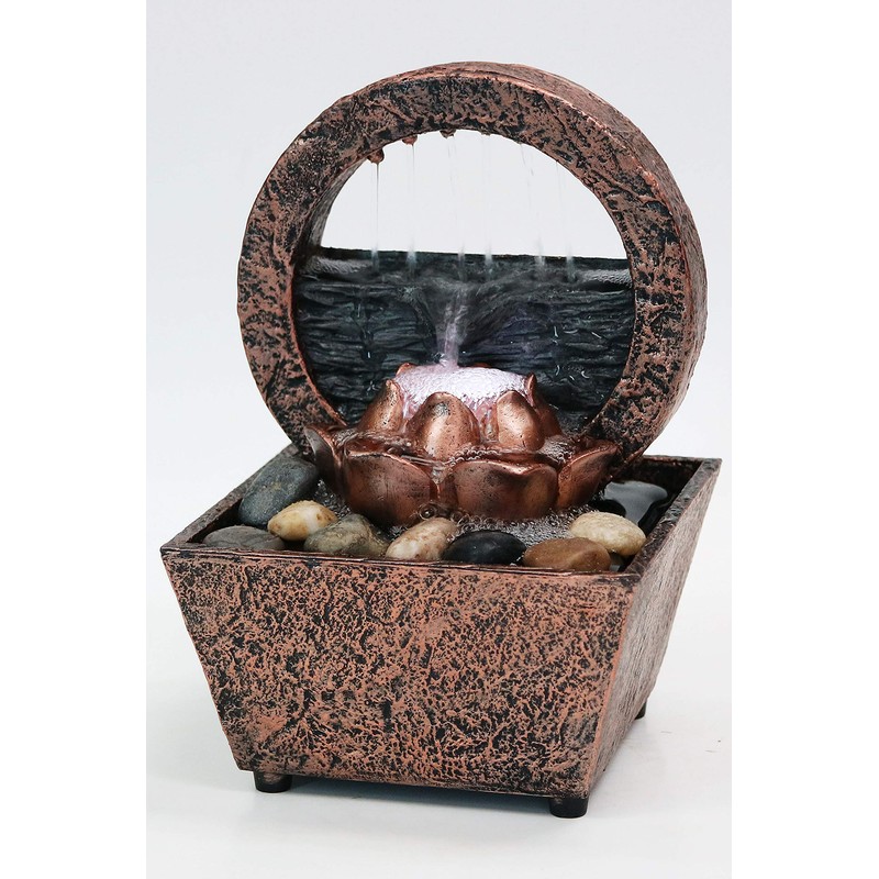Newport Coast Collections 7" H Bronz Lotus LED Water Fountain