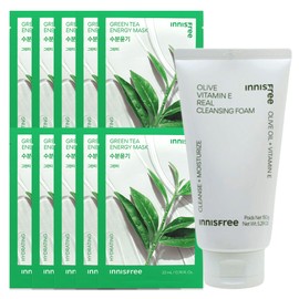 (10 sheets) Innisfree Energy Mask Green Tea + Olive Vitamin E Real Cleansing Foam / (10매)이니스프리 에너지 마스크 그린티+올리브 비타민 E 리얼 클렌징 폼