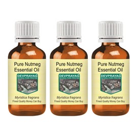 Devprayag Pure Nutmeg Essential Oil (Myristica fragrans) Natural Therapeutic Grade Steam Distilled (Pack of Three) 100ml X 3 (10 oz)