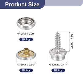 QUARKZMAN Pack of 10 Canvas Snap Kit, Fixing Tool, Marine Grade Boat Canvas Snaps, Heavy Duty Snap for Furniture, Canvas, Tent Boats, Silver