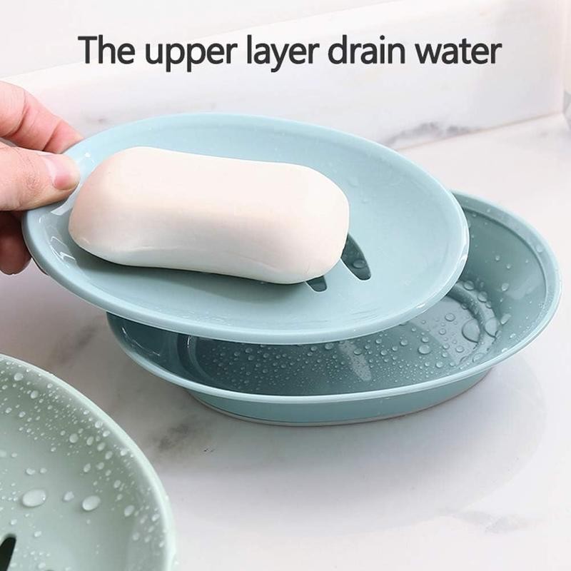 2-Pack Soap Dish with Drain Soap Holder Easy Cleaning Soap