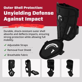 Guardian Youth Elbow Guard & Leg Guard - Baseball Protective Gear KIT - Right-Handed Hitters, Black