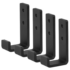 OTTFF 4 Pack 5-1/2" Heavy Duty Black Steel J Hook, Garage Wall Mount Utility Hook for Hanging, Load 260 lb, 1/4" Thick