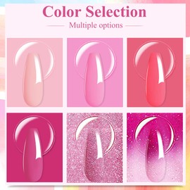 Honey Joy Color Changing Dip Powder Set,6 Colors Glitter Pink Dipping Powder Set Nail Art Manicure DIY Salon Home Gifts for Women, No Need Nail Lamp Cured, DP-V