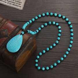 Turquoise Necklace, Costume Jewellery for Women, Bohemian Turquoise Jewelry, Turquoise Vintage Boho Jewelry for Women, Turquoise Jewellery for Women, Costume Jewellery for Women as Gift (Blue)