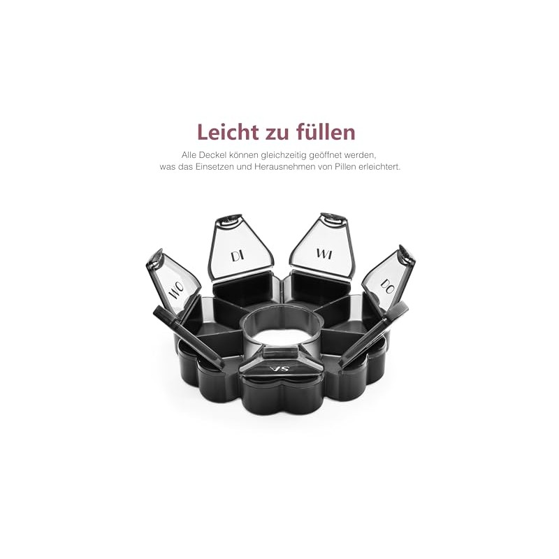 MOLN HYMY Cute Weekly Pill Box 7 Day Round Flower