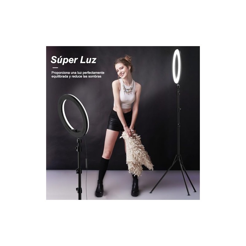 KOSCHEAL Aro de Luz con Tripie 10, hasta 1.8 m,