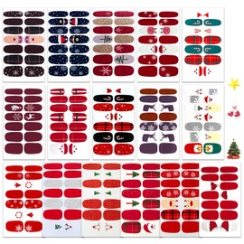 WOKOTO 16 Sheets Christmas Nail Stickers Gel Stickers for Nails Full Nail Wraps for Women Santa Claus Elk Snow Man Christmas Tree Christmas Nail Polish Stickers for Nail Art Polish Strips Nail Decals