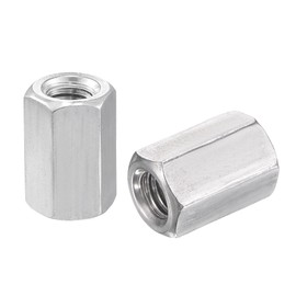 sourcing map M8 x 1.25-Pitch 20mm Length 304 Stainless Steel Metric Hex Coupling Nut, 5-Pack