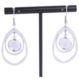 Reidgaller 20pcs Stainless Steel Teardrop Earring Setting Blanks 10mm Round Cabochon Base Trays Diy Bezels For Jewelry Making