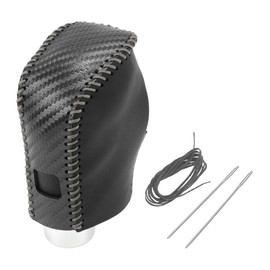 HEROFFIX Gear Shift Knob Cover Stick Shifting Handle Protector for Nissan Altima 2019-2024 Black Carbon Fiber Grey Faux Leather 1 Pc Anti-Slip Car