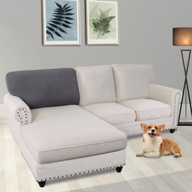 Sofa Seat Cushion Cover, Sofa Seat Cushion Cover, Stretch, Elastic Cushion Covers, Cover for Sofa Seat Cushion, Non-Slip Fabric Tartan (Dark Grey, Back Cushion)