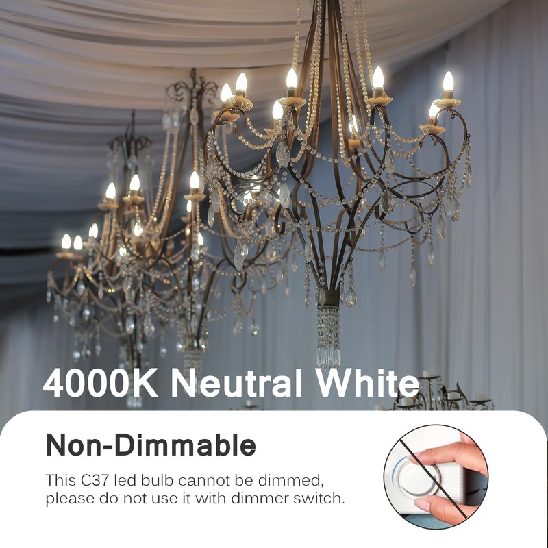 Brtstiun 6W E12 LED Ceiling Fan Light Bulbs, C37 Chandelier