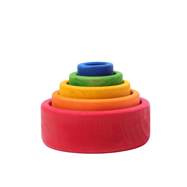 Grimm's Stacking Bowls | Coloured, Red Outside